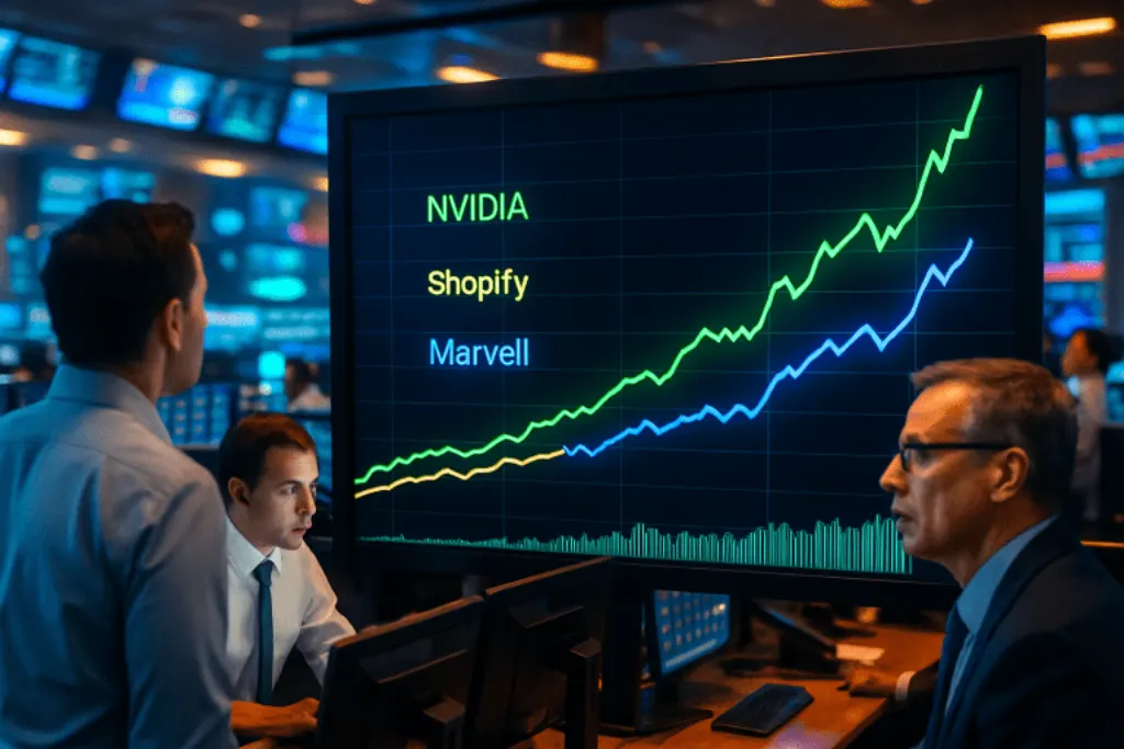 découvrez la renaissance du marché boursier avec les actions de nvidia, shopify et marvell qui affichent une hausse significative aujourd'hui. analysez les tendances et les enjeux qui propulsent ces entreprises vers de nouveaux sommets.