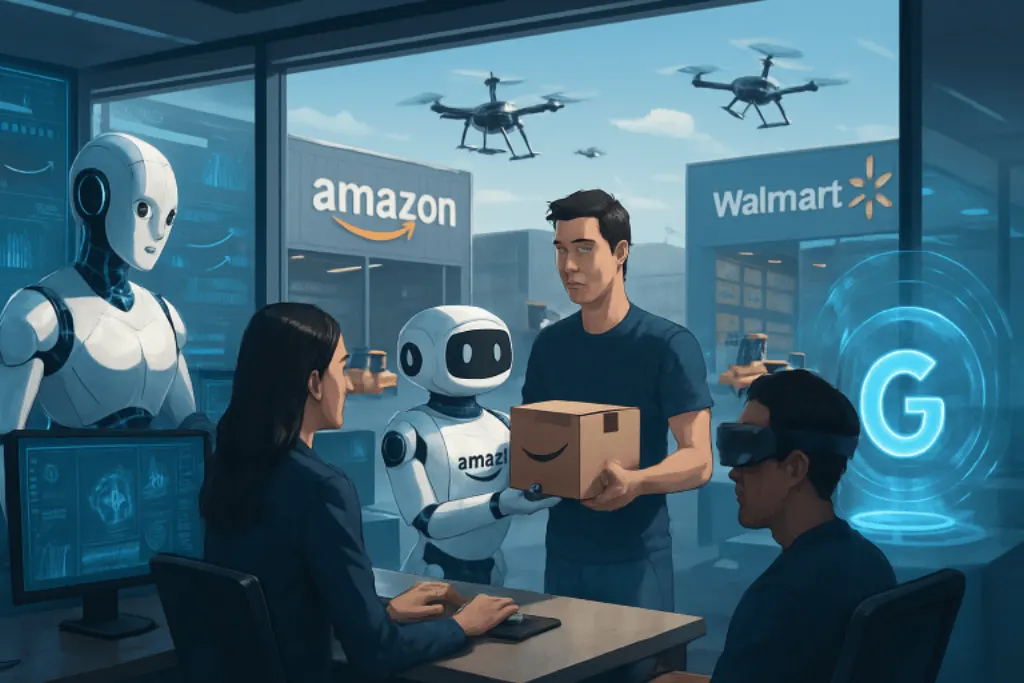 découvrez comment l'intelligence artificielle transforme le commerce en ligne et bouleverse les géants du secteur comme amazon, walmart, meta et google. analyse des impacts et des enjeux pour l'avenir du e-commerce.