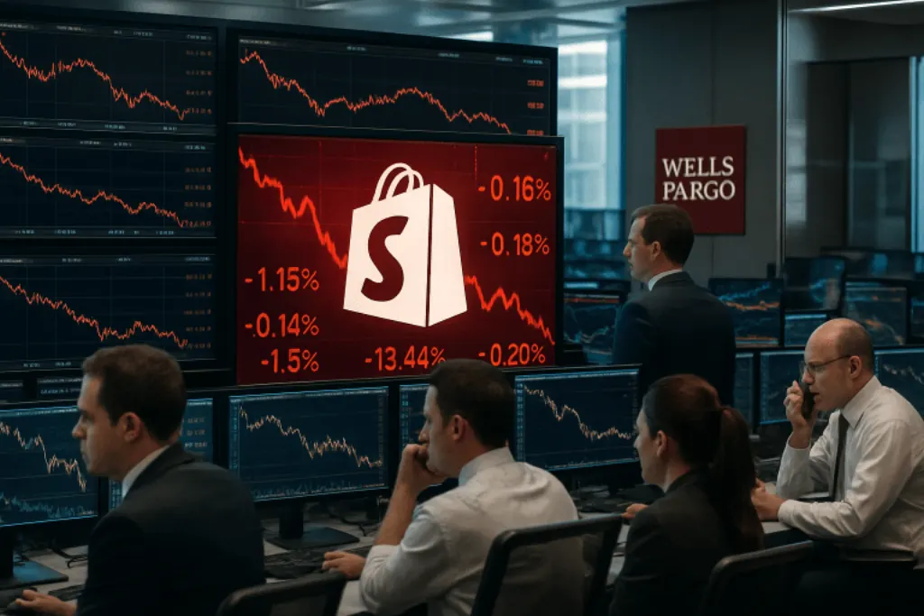 wells fargo ajuste à la baisse l'objectif de cours de shopify en raison du ralentissement observé dans le secteur du commerce en ligne, impactant les perspectives de croissance de l'entreprise.